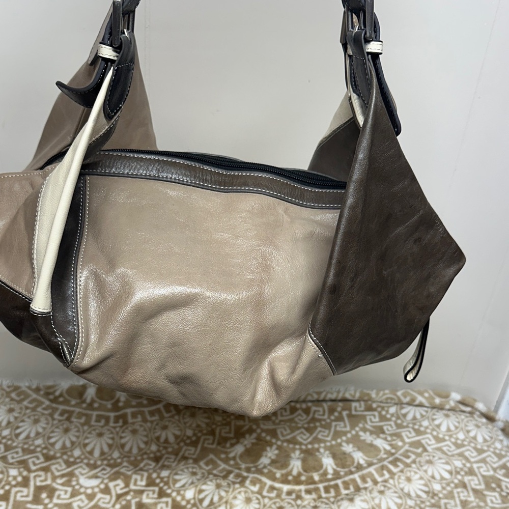 Chic Patchwork Leather Hobo Bag - image 2